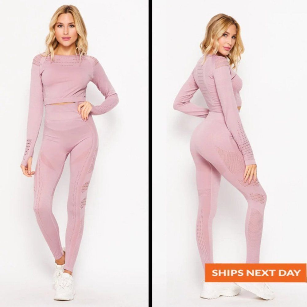 COPY - Fall outfit - Seamless Laser Cut 2 Piece Sport Set - Fall outfit - Long …